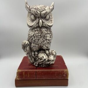 Vintage Great Horned Owl 10.5" Tall Hand Painted Large Handcraft Ceramic 1970s
